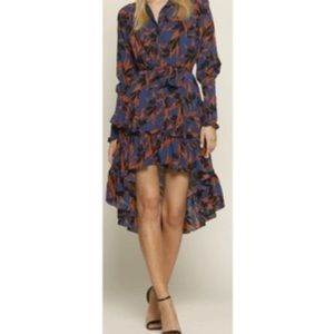 Walter Baker Zoltan orange leaf dress size M